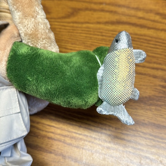 Build-A-Bear Trekkin Turtle with removable shell in Fishing Outfit with fish - Picture 5 of 7